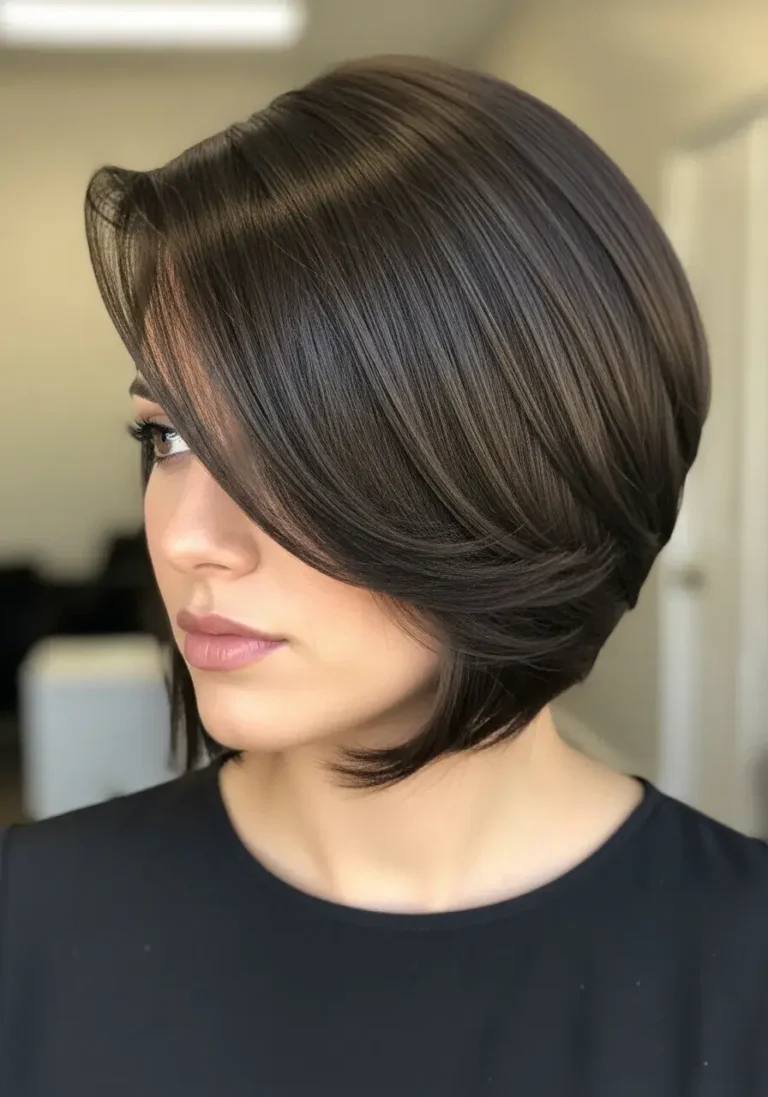 Side-Parted Angled Bob Hairstyle