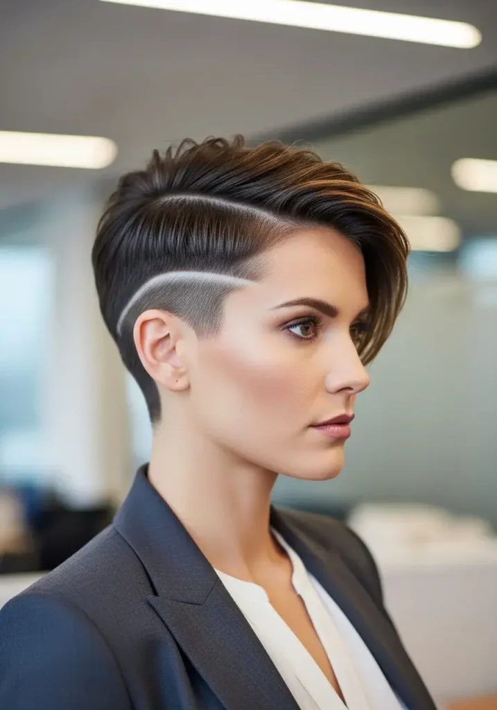 Sleek Corporate Pixie Cut Shaved Sides