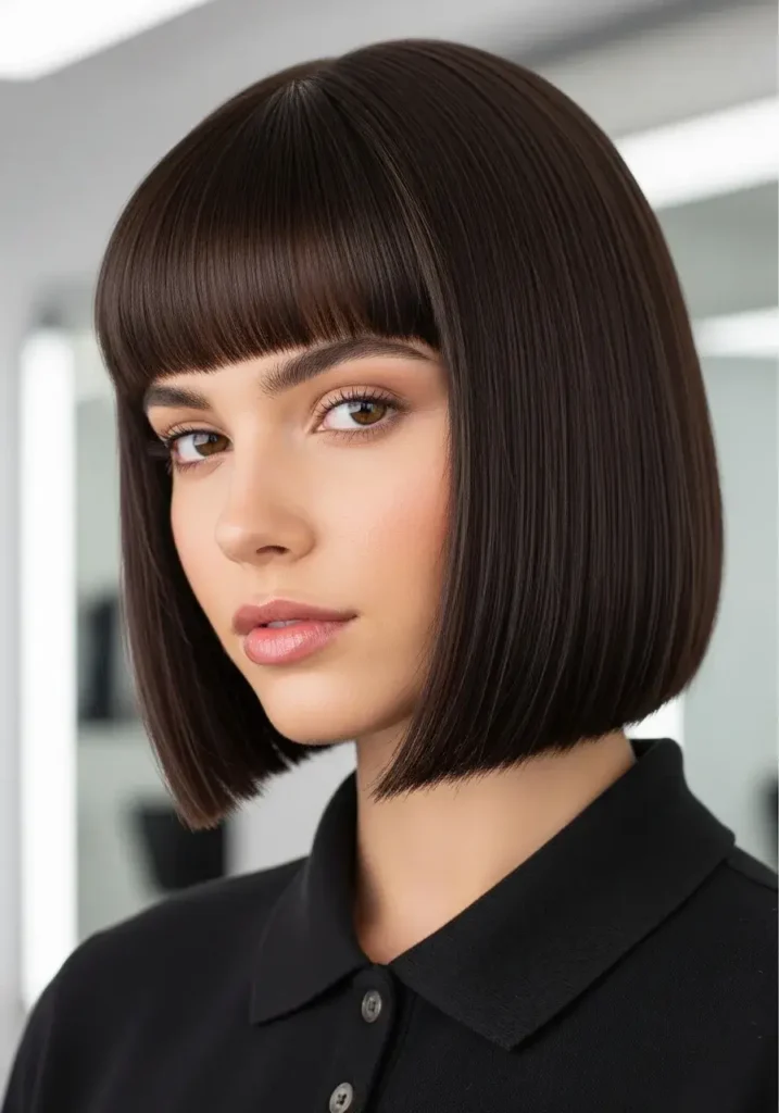 Sleek Micro Bob with Blunt Bangs Hairstyle Sleek Micro Bob with Blunt Bangs Hairstyle