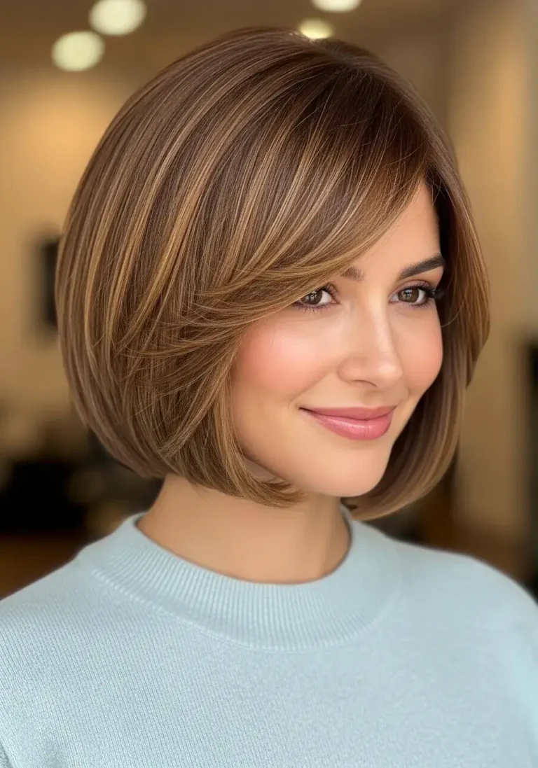 Soft Rounded Short Layered Bob Hairstyle