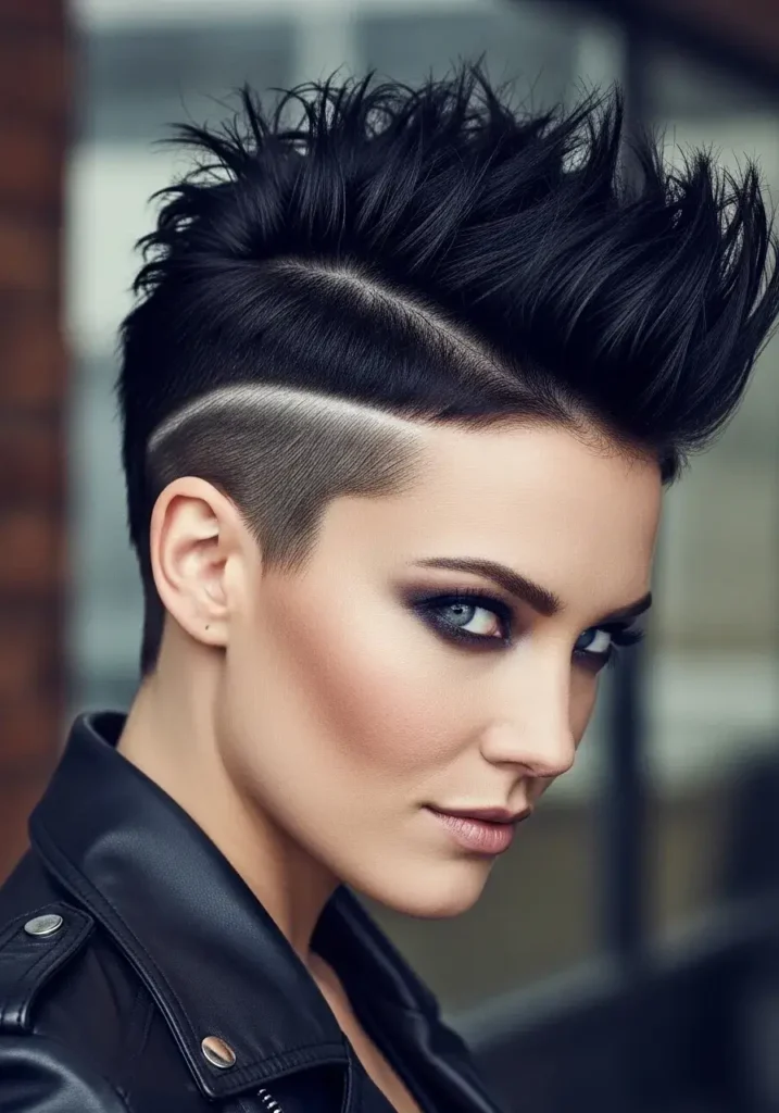 Spiky Rock-Inspired Pixie Cut Shaved Sides