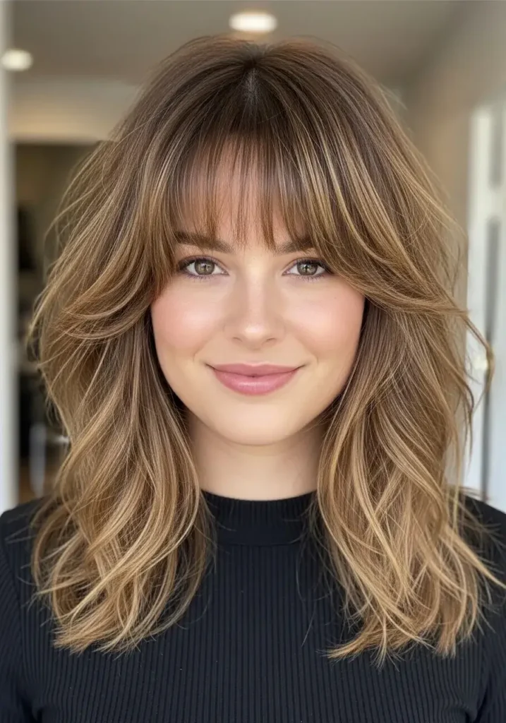 Textured Shag Round Face Haircuts Medium