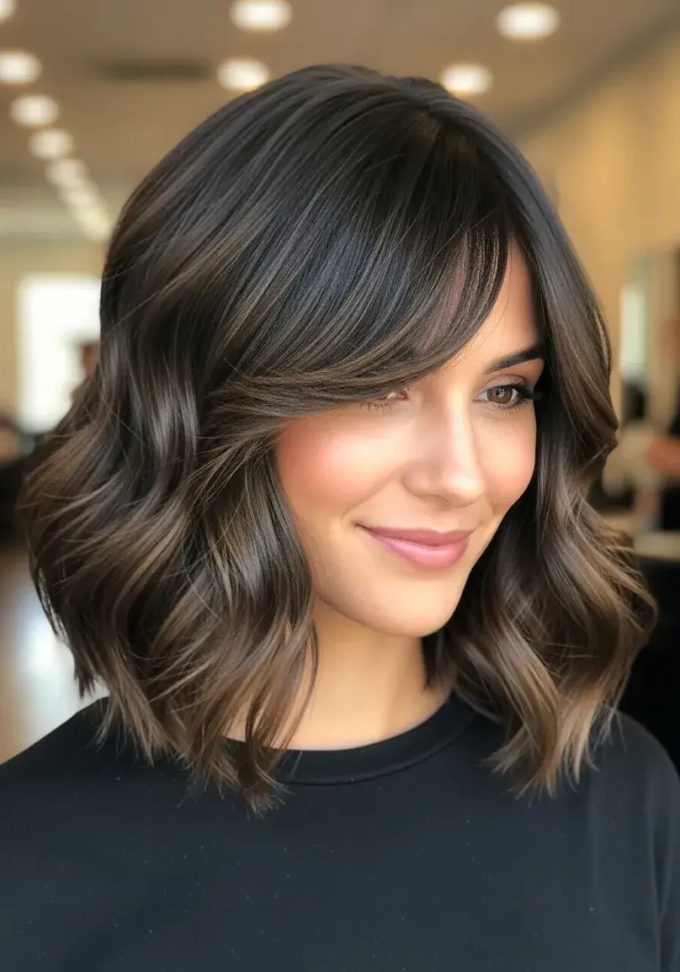 Wavy Bob with Side Bangs Hairstyle
