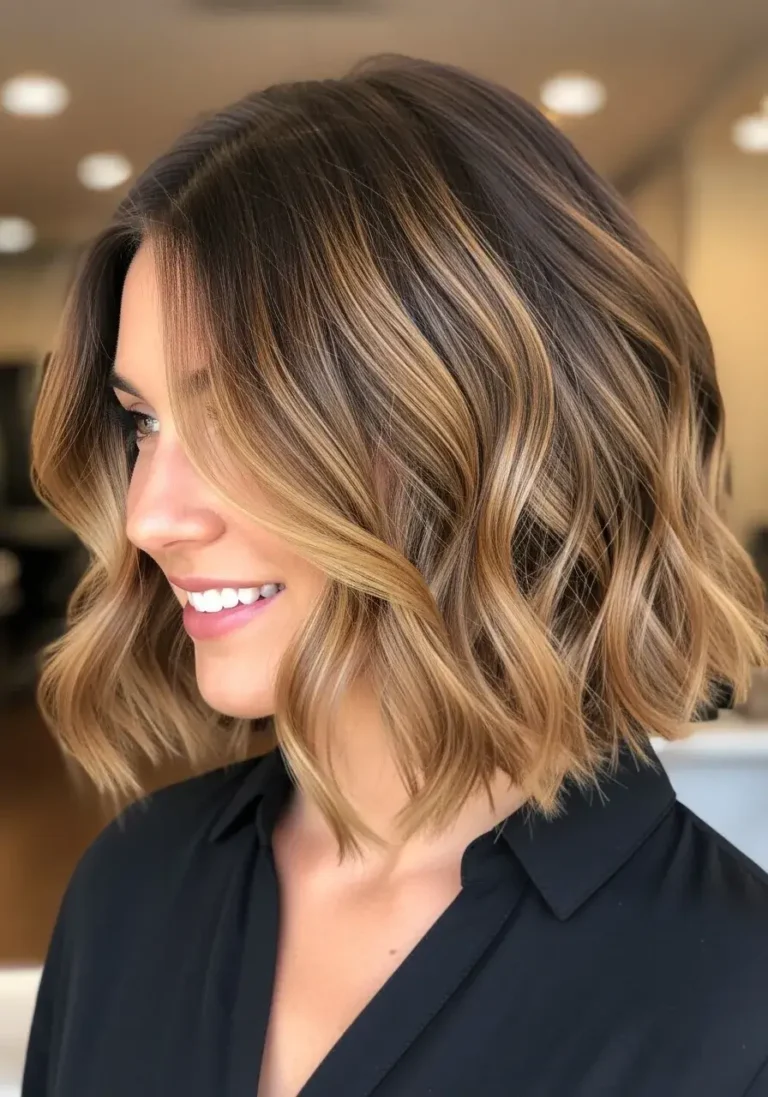 Wavy Chin-Length Bob with Layers Hairstyle for Short Hair