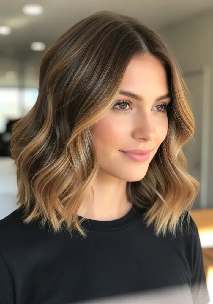 Wavy Lob Oval Face Haircut