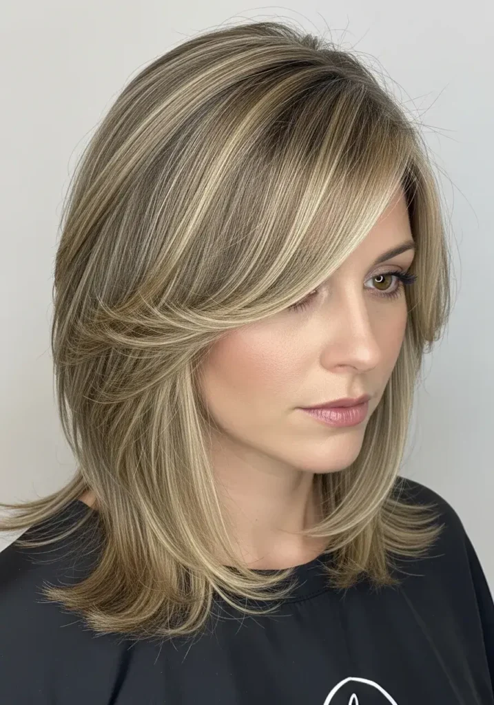 Medium Cut with Subtle Highlights Medium Length Haircut for Round Faces Medium Cut with Subtle Highlights Medium Length Haircut for Round Faces