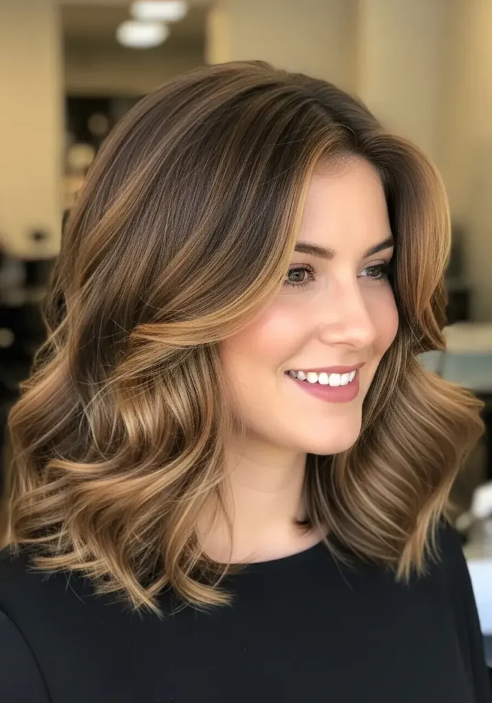 Voluminous Blowout Medium Length Haircut for Round Faces Voluminous Blowout Medium Length Haircut for Round Faces