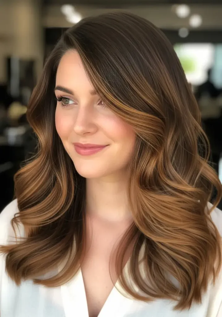 Long Voluminous Waves Round Face Haircut