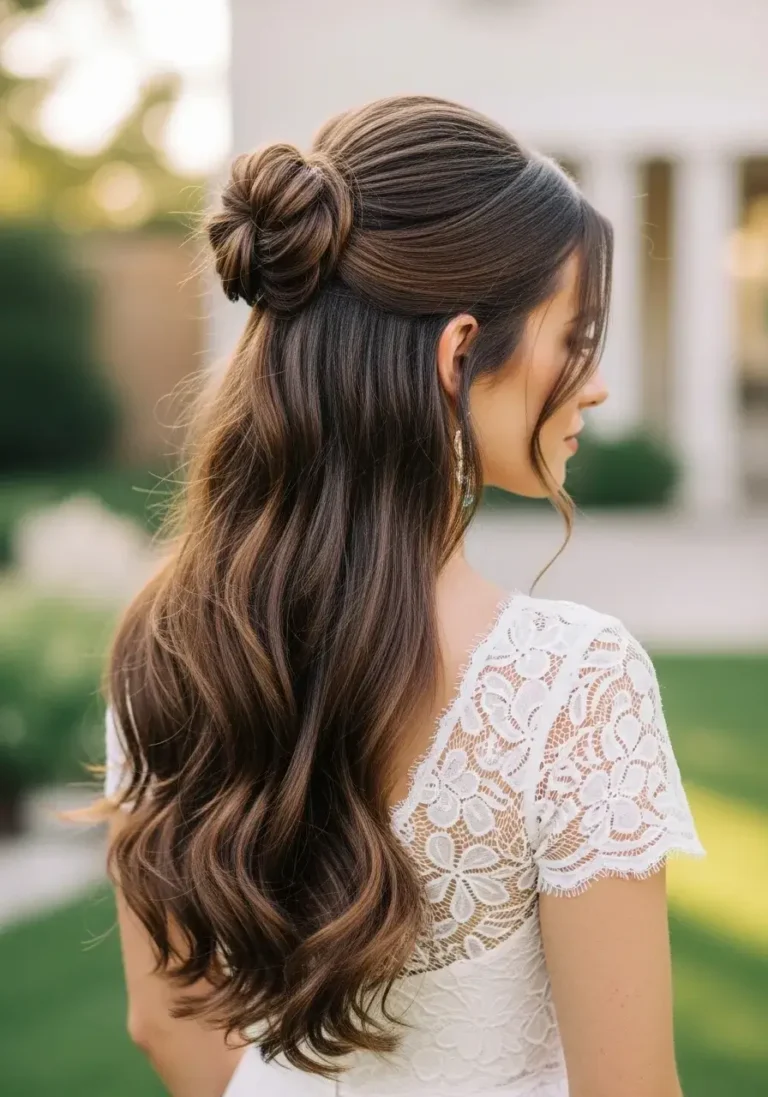 Half Up Knot Updos for Long Hairstyle