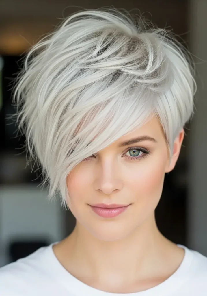 Choppy Platinum Pixie Haircut