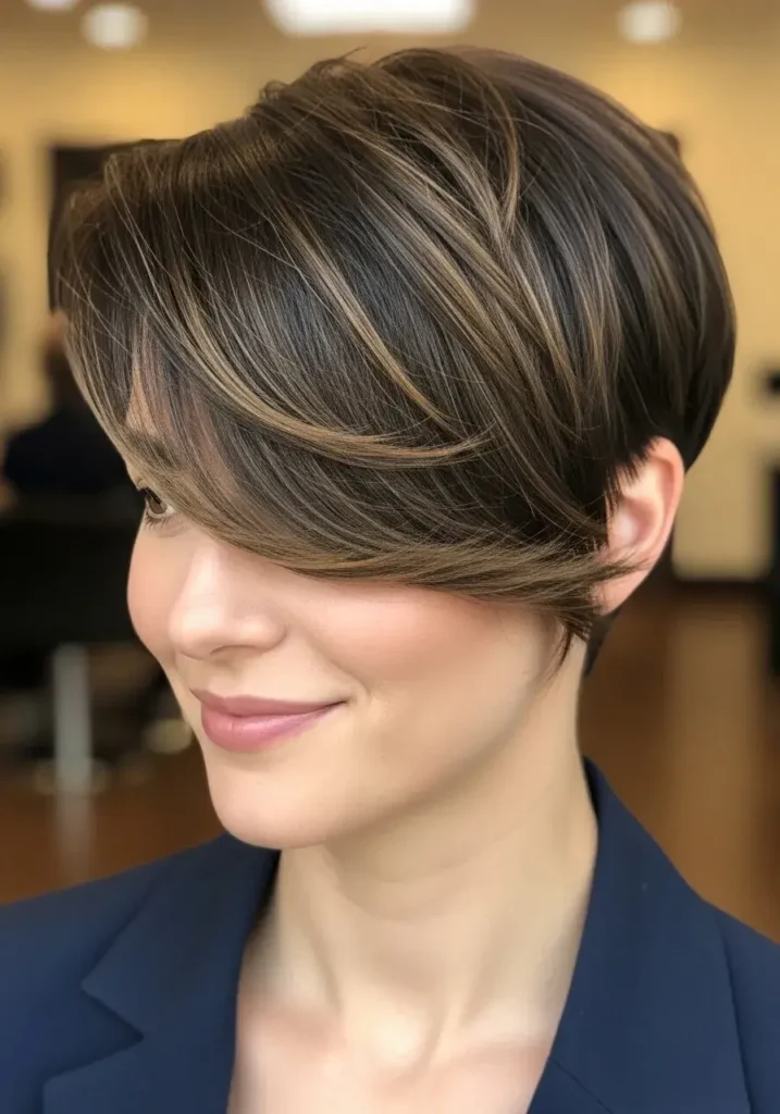 Side-Swept Pixie Short Haircut for Oval Faces