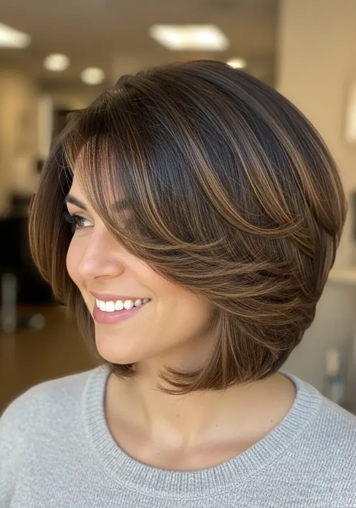 Layered Bob Short Haircut for Oval Faces