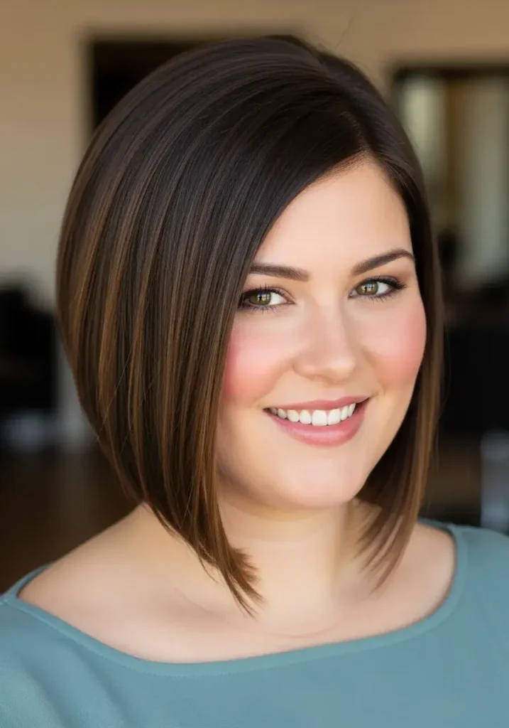 Angled Bob Haircut for Chubby Faces