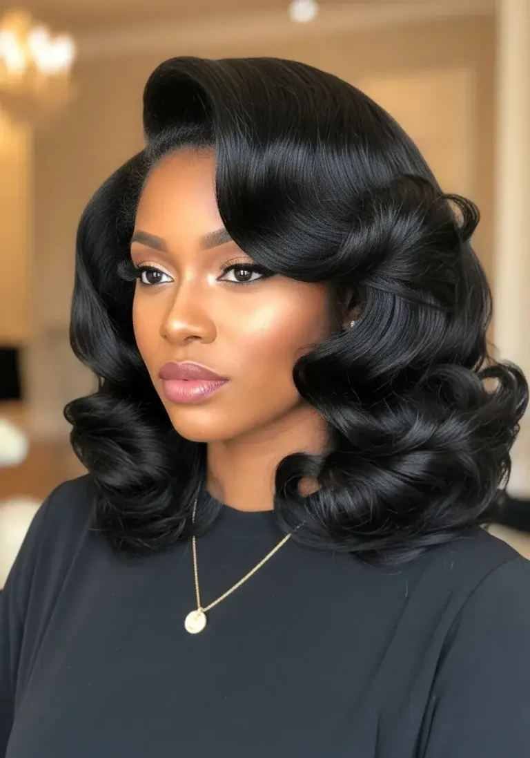 Glamorous Blowout with Volume Hairstyle Black Women