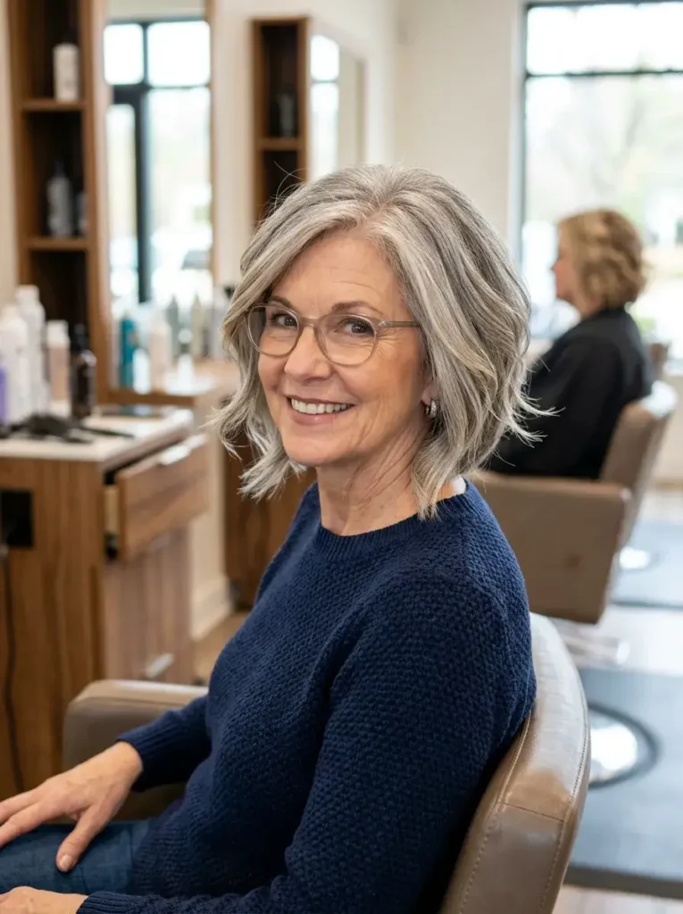 Angled Layered Bob Haircut for Women Over 50 Angled Layered Bob Haircut for Women Over 50