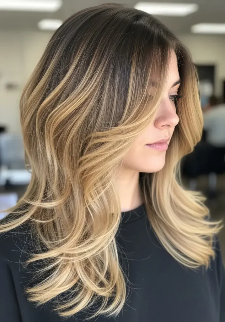 Balayage Choppy Layered Haircut for Long Hair