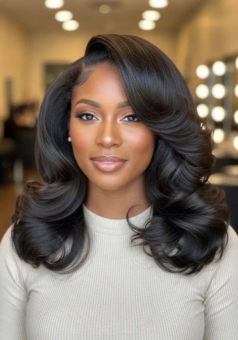 Bouncy Volume Blowout Hairstyle Black Women