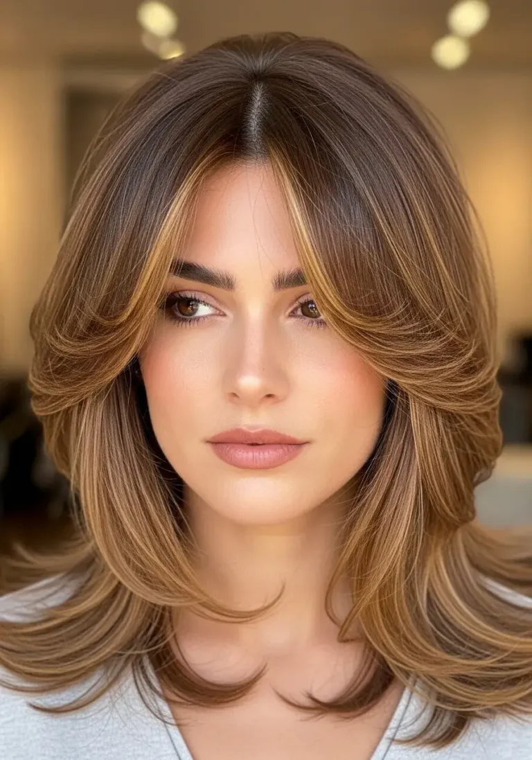 Feathered Layers Hairstyle for Oval Face Shape