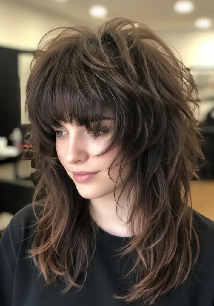 Long Wolf Haircut With Bangs