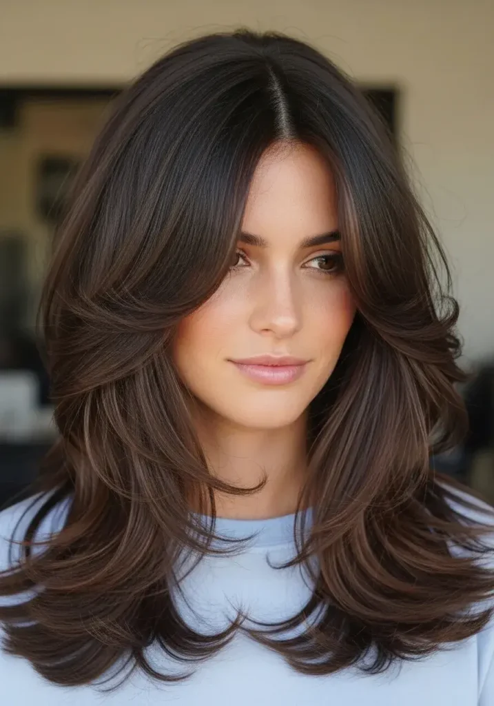 Middle Part Choppy Layered Haircut for Long Hair
