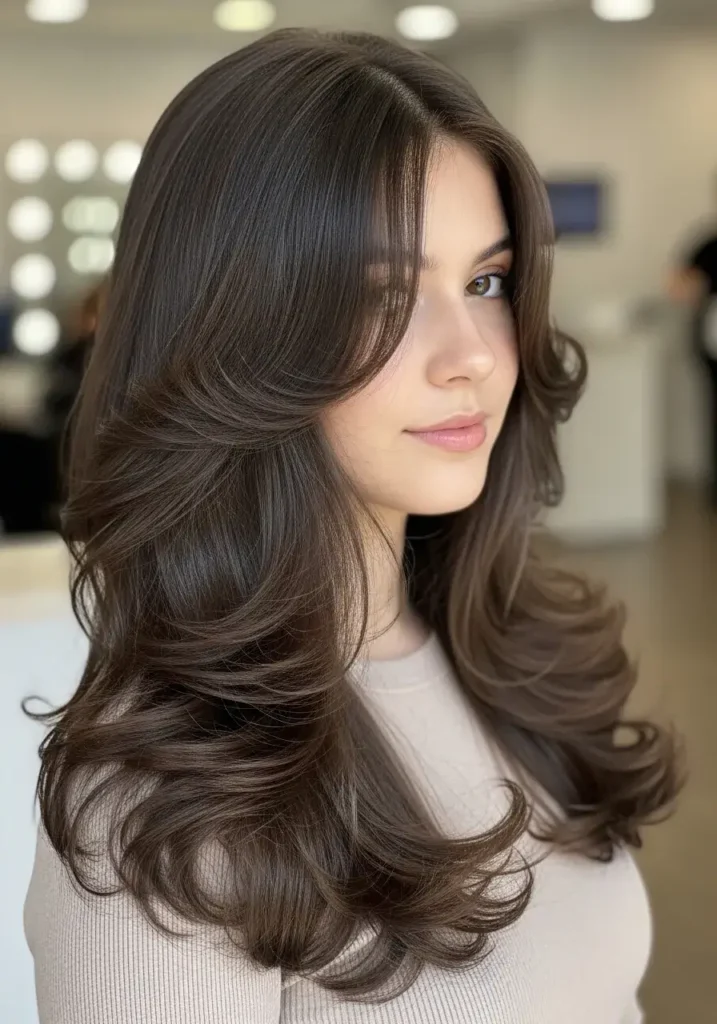 Middle Part Long Layered Haircut for Thick Hair