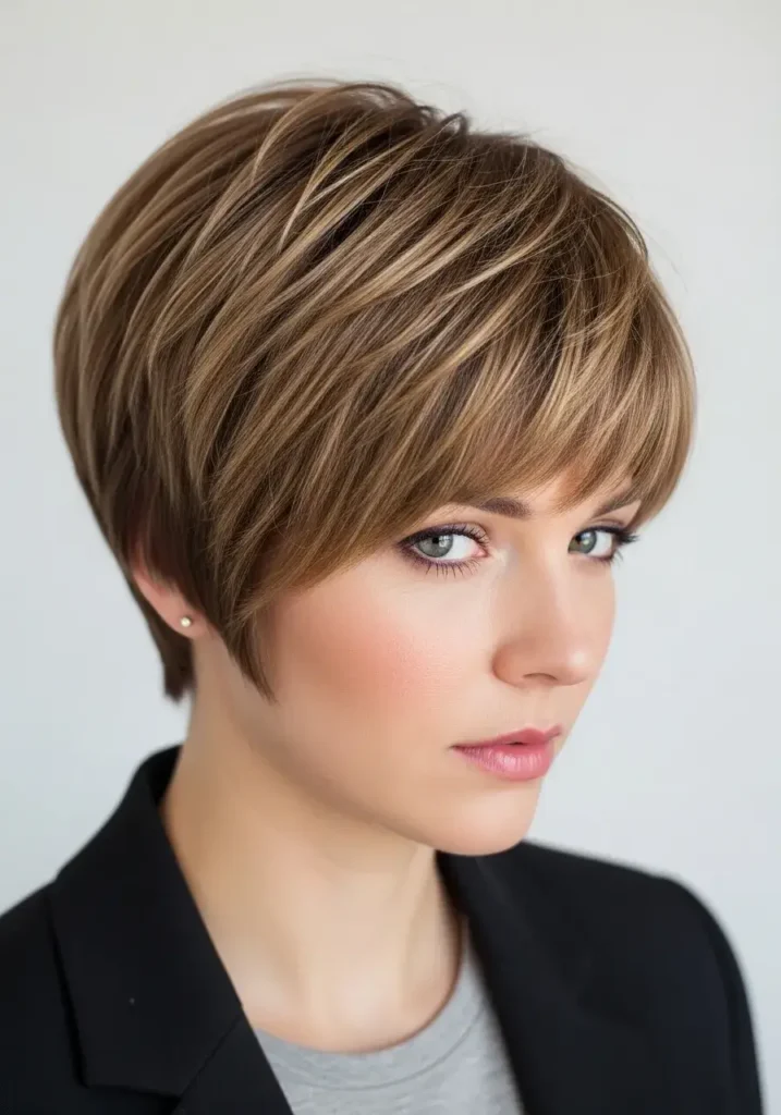 Pixie Bob with Layered Short Haircut with Bangs Pixie Bob with Layered Short Haircut with Bangs