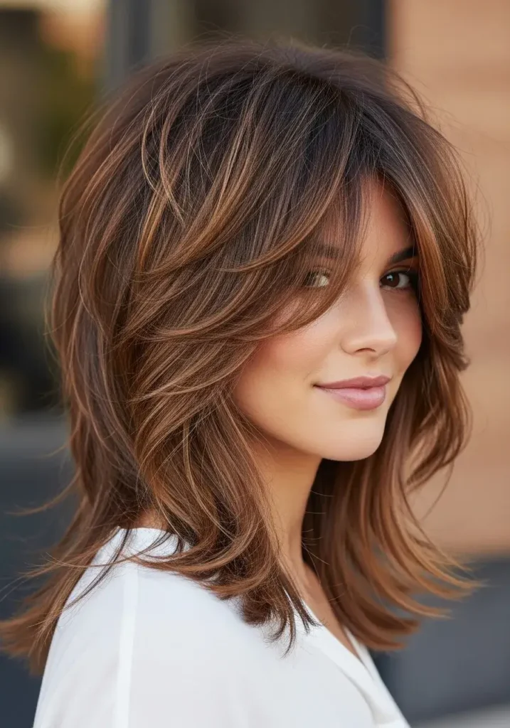 Side Part Choppy Layered Haircut for Long Hair