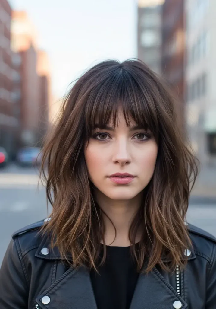 Soft Layered Haircut Wolf with Bangs