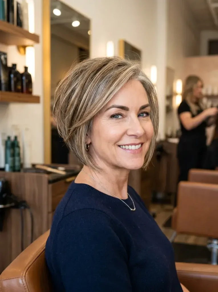 Stacked Layered Bob Haircut for Women Over 50 Stacked Layered Bob Haircut for Women Over 50