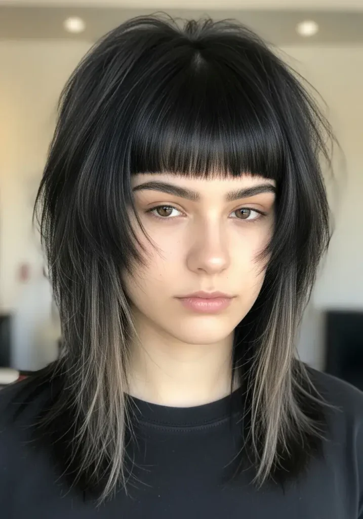Straight Hair Wolf Cut with Bangs