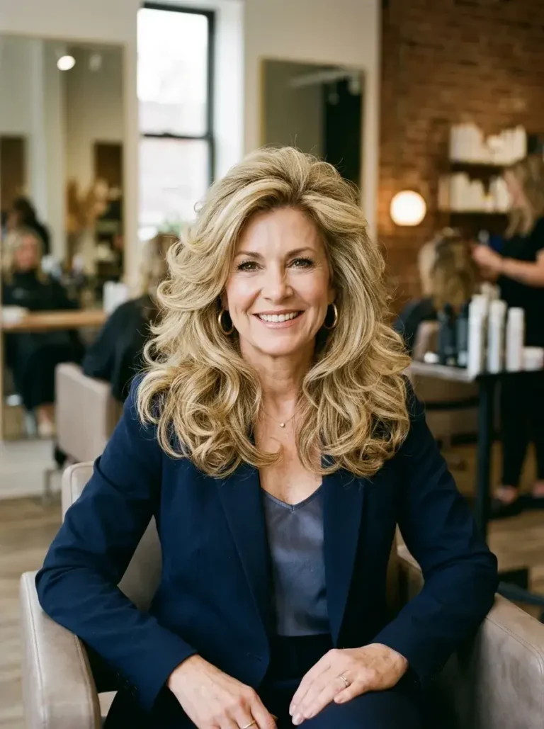 Voluminous Blowout Hairstyle for Women Over 50