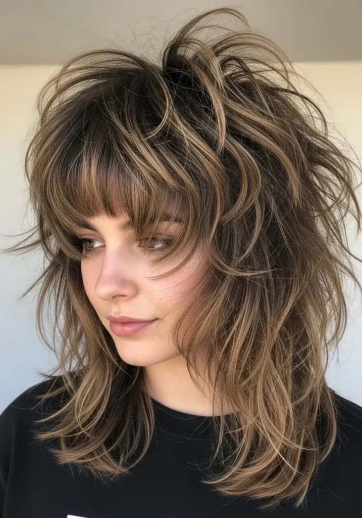 Voluminous Wolf Cut with Bangs