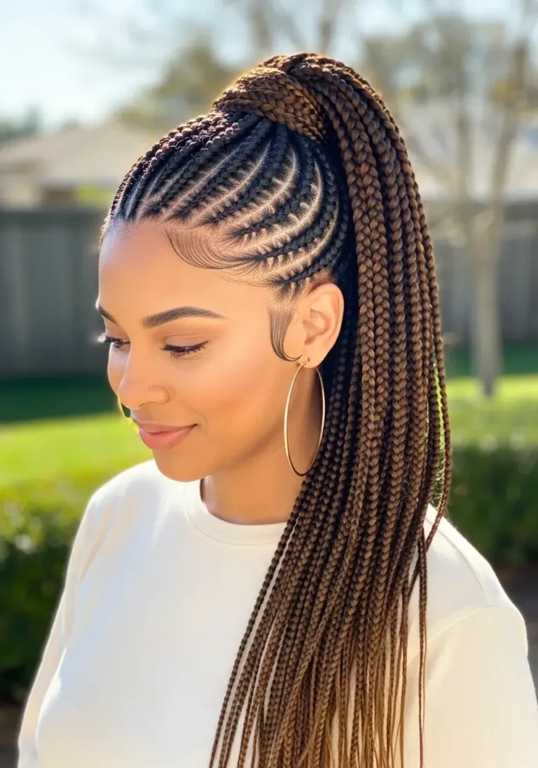 Zigzag Part Large Knotless Braids Hairstyle