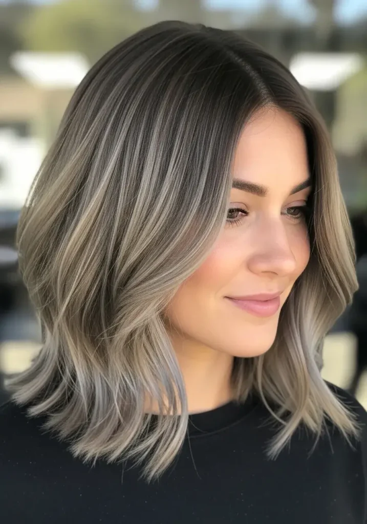 Long Bob with Earthy Mushroom Tones Haircut
