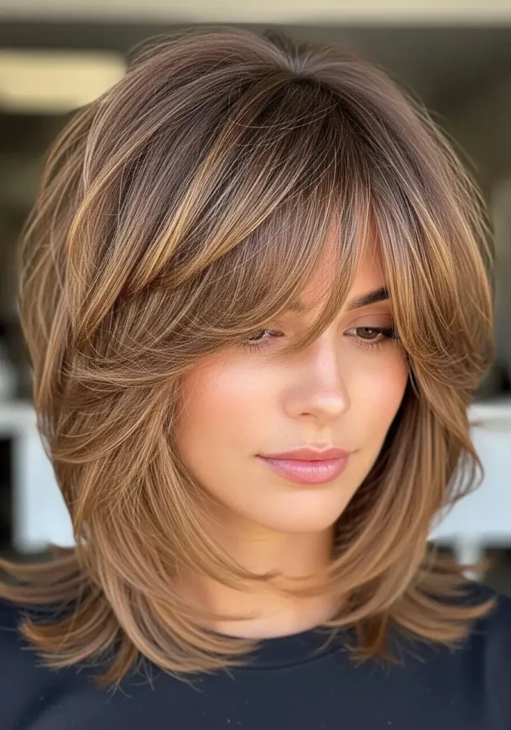 Choppy Layers with Side Bangs Haircut Choppy Layers with Side Bangs Haircut