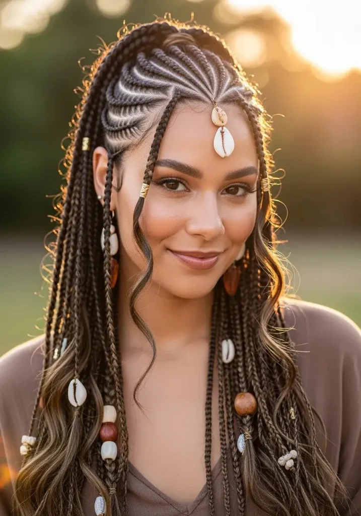 Fulani Braids With Boho Effect Fulani Braids With Boho Effect