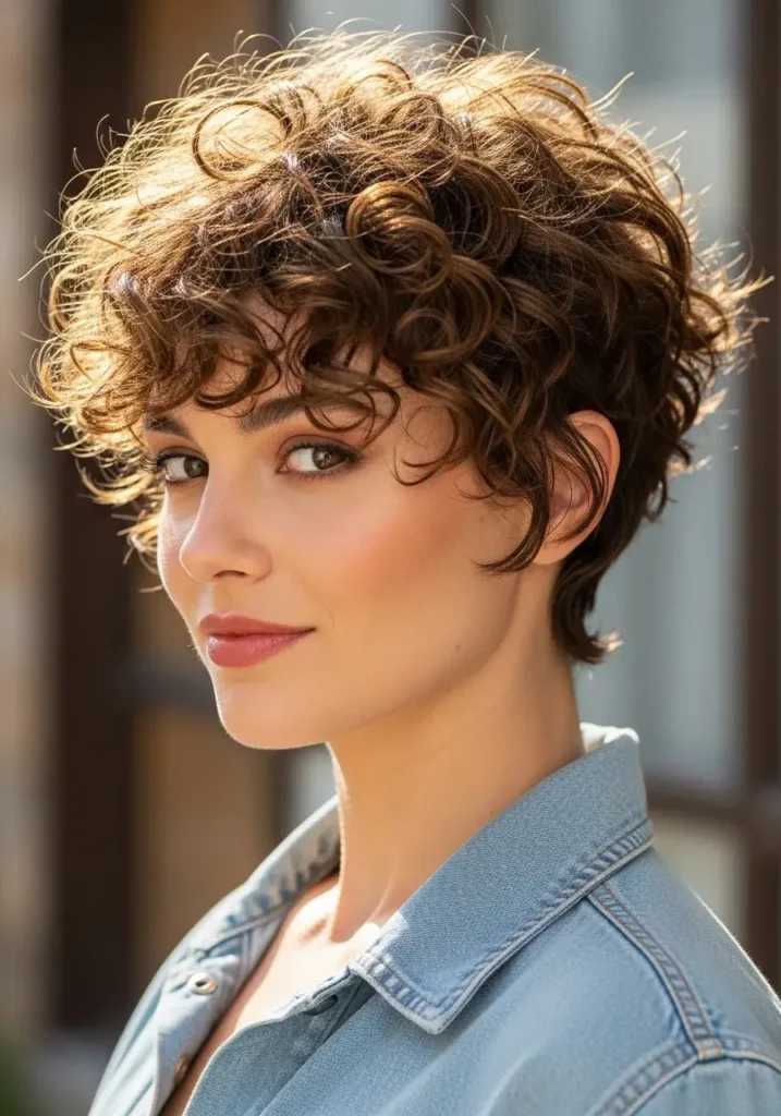 Curly 90’s Bixie Haircut