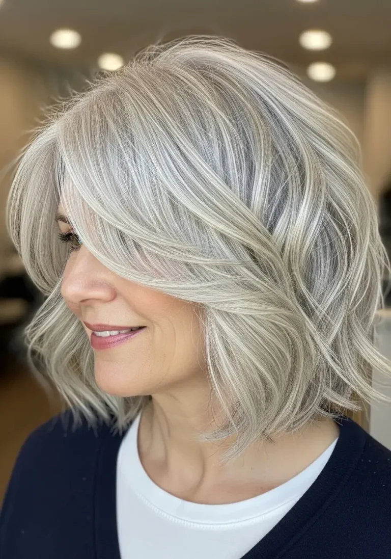 Shaggy French Bob Cut Hairstyle for Women Over 60