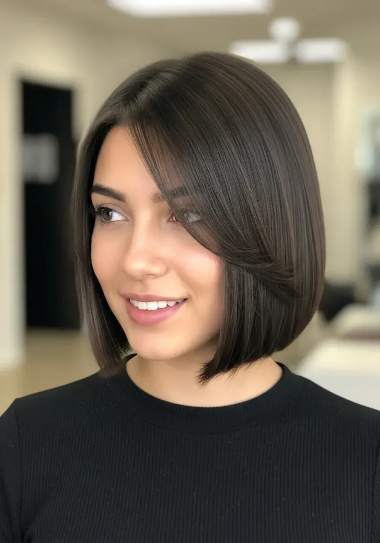 Blunt Cut Bob Short Hairstyle For Oval Face