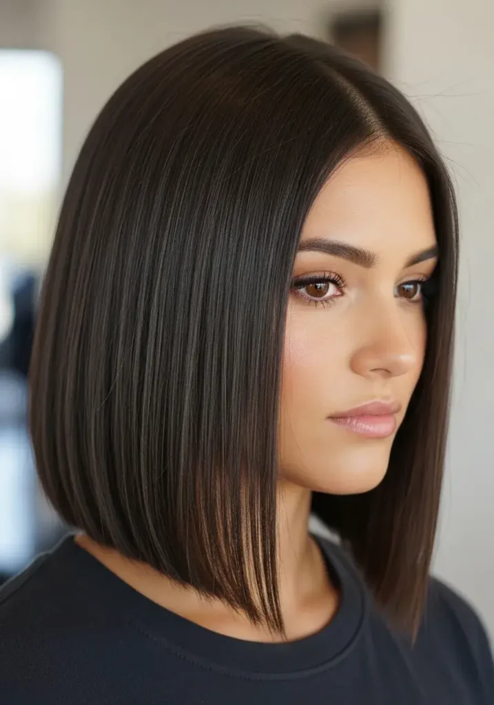 Straight Long Bob with Clean Layers Haircut