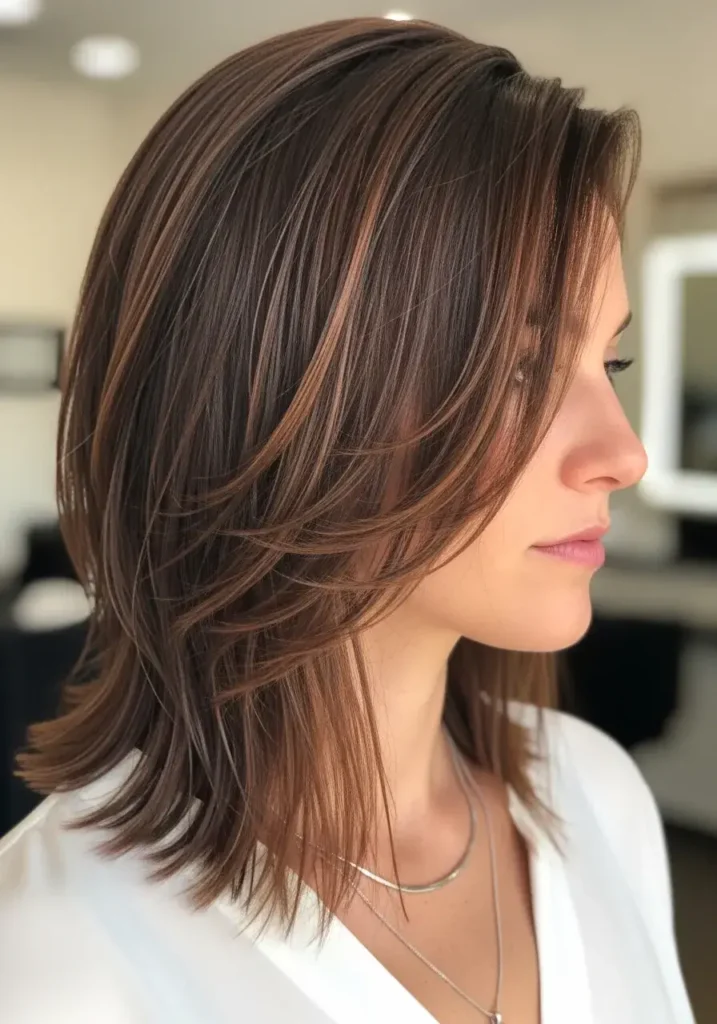 Asymmetrical Layered Long Bob Haircut