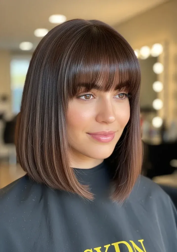 Long Bob with Full Bangs Haircut