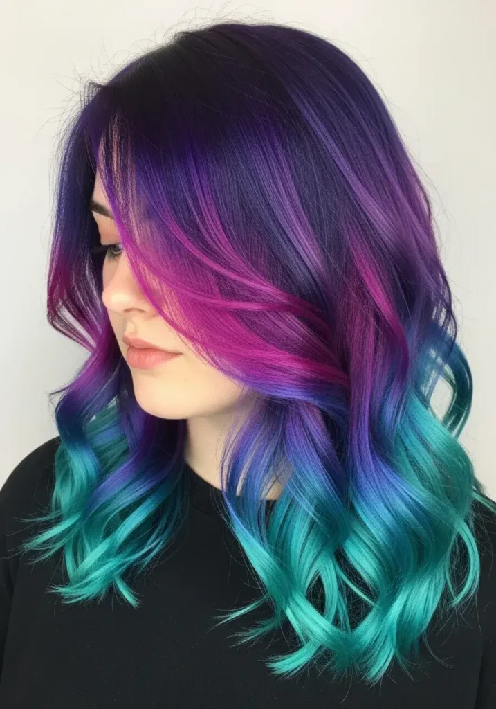 Multi-Colored Layered Long Bob Haircut