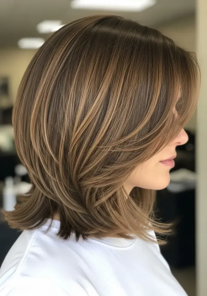Softly Layered Angled Bob Haircut