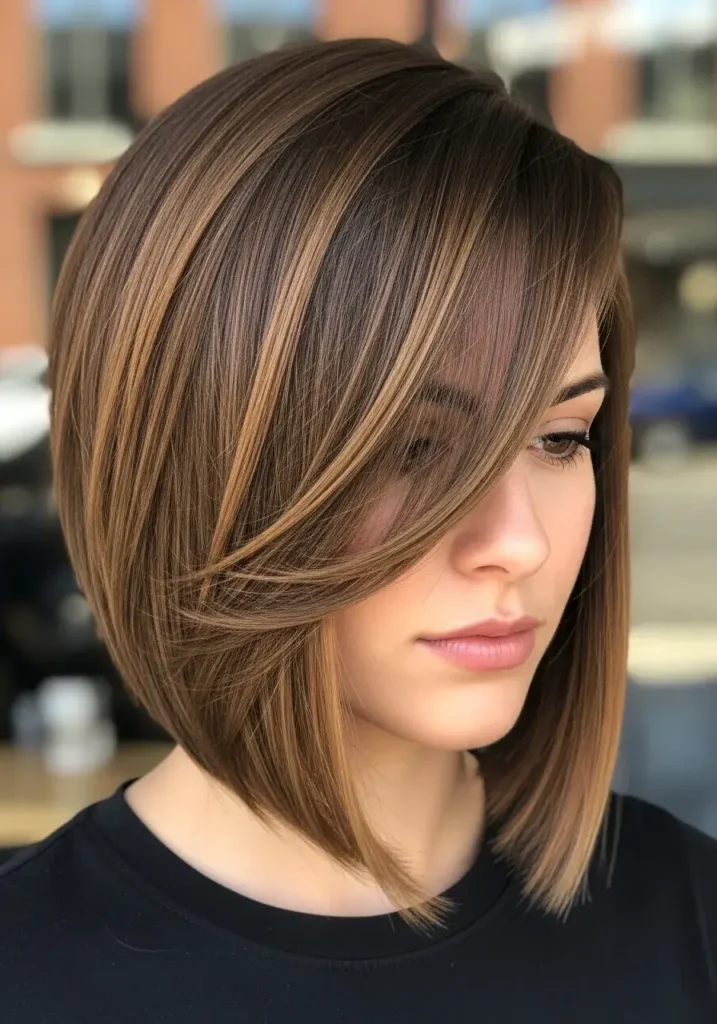 Mid-Length Angled Bob Haircut