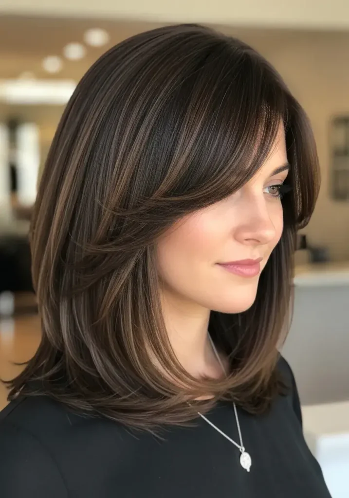 Straight  Medium Layered Haircut