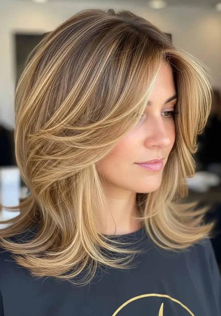 Medium Length Layered Haircut with Highlights
