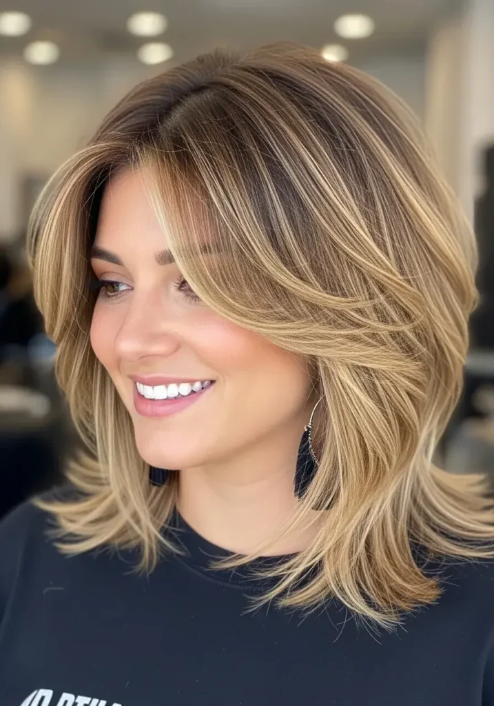 Modern Textured Layers Medium Length Layered Haircut