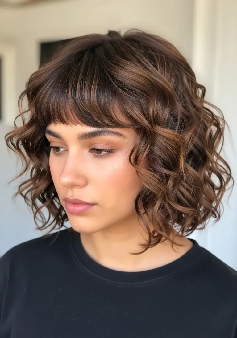 Curly Bob with Matching Curly Fringe Hairstyle