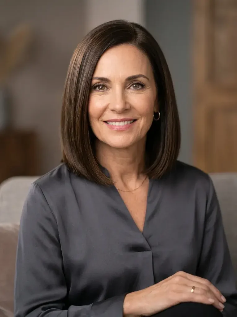 Sleek Neck-Length Bob Haircut for Mature Women